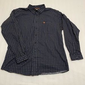 Cinch Men's Navy and Orange Button Down Western Shirt - Size:XL